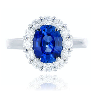 18ct White Gold 3.04ct Sapphire And Diamond Cluster Ring