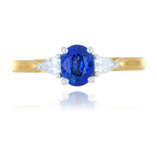 18ct Yellow Gold 0.90ct Sapphire And Diamond 3 Stone Ring