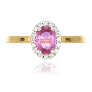 18ct Yellow Gold 0.86ct Pink Sapphire And Diamond Cluster Ring