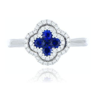 18ct White Gold 0.40ct Sapphire And Diamond Clover Cluster Ring