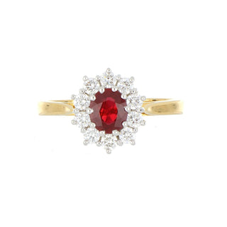 18ct Yellow Gold 0.76ct Ruby And Diamond Cluster Ring