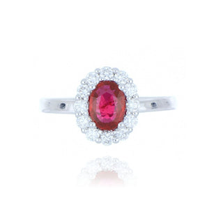 18ct White Gold 0.79ct Ruby And Diamond Cluster Ring