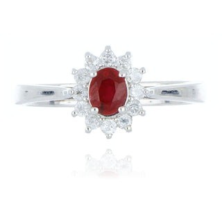 9ct White Gold 0.41ct Ruby And Diamond Cluster Ring