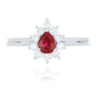 18ct White Gold 0.38ct Ruby And Diamond Cluster Ring