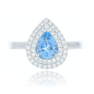 18ct White Gold 0.94ct Aquamarine And Diamond Double Cluster Ring