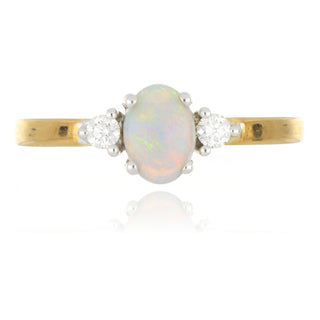 18ct Yellow Gold 0.48ct Opal And Diamond 3 Stone Ring