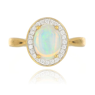 18ct Yellow Gold 0.98ct Opal And Diamond Cluster Ring