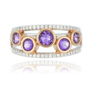 9ct White Gold 1.06ct Amethyst And Diamond Scatter Ring
