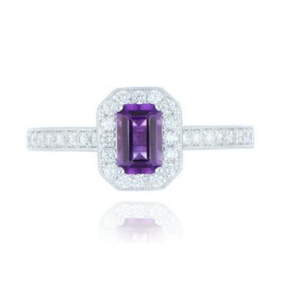 18ct White Gold 0.45ct Amethyst And Diamond Cluster Ring