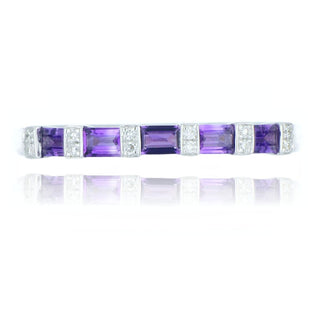 9ct White Gold 0.28ct Amethyst And Diamond 5 Stone Ring