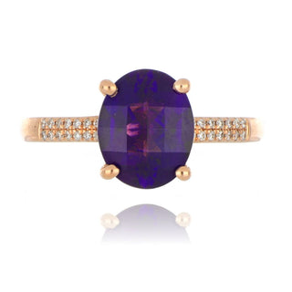 9ct Rose Gold 2.00ct Checkerboard Amethyst Ring With Stone Set Shoulders