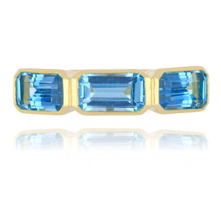 9ct Yellow Gold Swiss Blue Topaz 3 Stone Ring