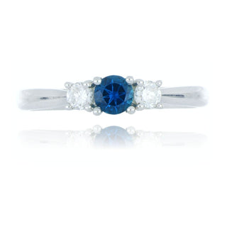 18ct White Gold 0.30ct Blue Tourmaline And Diamond 3 Stone Ring