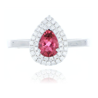 18ct White Gold 0.70ct Pink Tourmaline And Diamond Double Cluster Ring