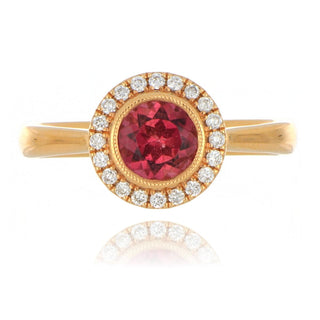 18ct Rose Gold 0.85ct Rubellite And Diamond Cluster Ring