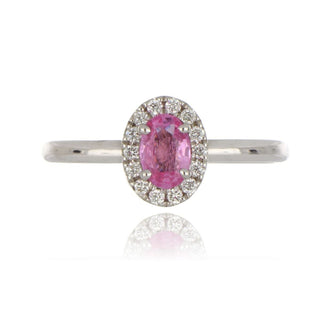 18ct White Gold Pink Sapphire And Diamond Cluster Ring