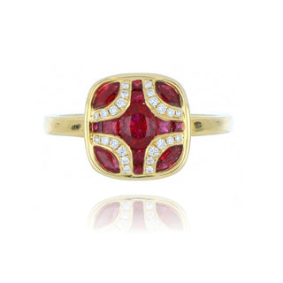 18ct Yellow Gold 1.02ct Ruby And Diamond Shield Ring