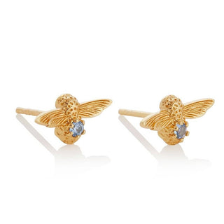 Olivia Burton Yellow Gold Plated Blue Zircon Celebration Stones Bee Earrings - December