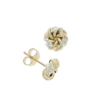 9ct Yellow And White Gold Ribbon Knotted Stud Earrings