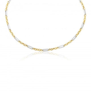 9ct Yellow And White Gold Figaro Necklace