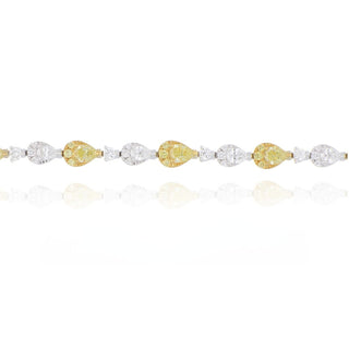 18ct White And Yellow Gold 4.19ct White And Yellow Diamond Cluster Bracelet