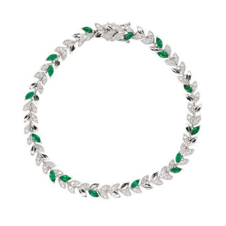 9ct White Gold Emerald And Diamond Vine Bracelet