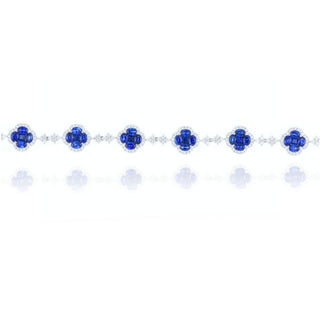 18ct White Gold 5.92ct Sapphire And Diamond Clover Bracelet
