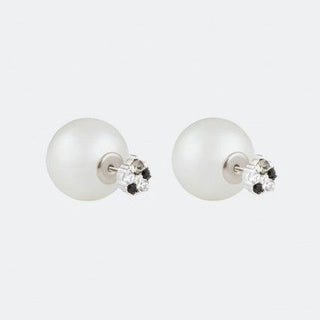 Olivia Burton Silver Black & White Crystal & Pearl Back Earrings