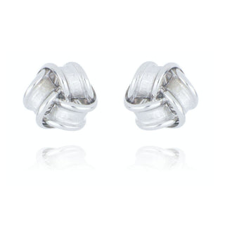 9ct White Gold Frosted Knotted Stud Earrings
