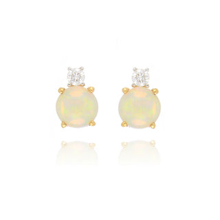 18ct Yellow Gold Opal And Diamond Drop Earrings