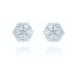 9ct White Gold 0.40ct Diamond Flower Cluster Stud Earrings