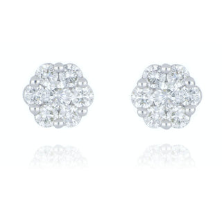 9ct White Gold 0.50ct Diamond Flower Cluster Stud Earrings