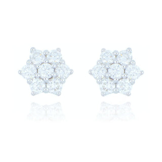 18ct White Gold 0.58ct Diamond Flower Cluster Stud Earrings