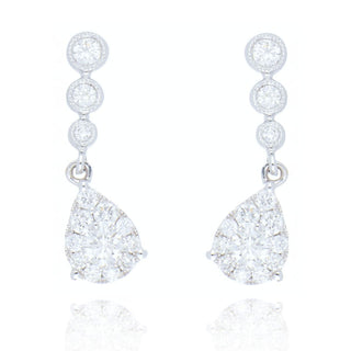 18ct White Gold 0.57ct Diamond Cluster Drop Earrings