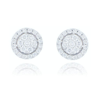 9ct White Gold 0.82ct Diamond Cluster Stud Earrings