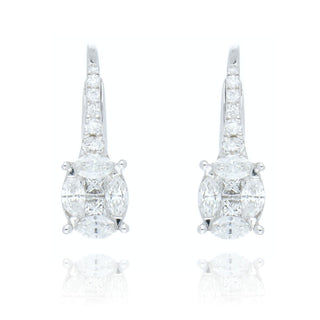18ct White Gold 0.45ct Diamond Cluster Drop Earrings