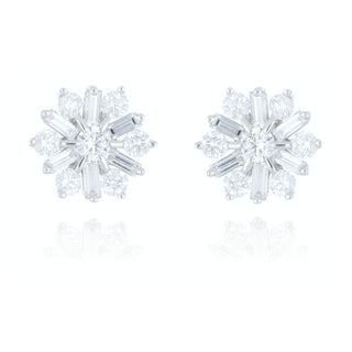 18ct White Gold 0.82ct Diamond Flower Stud Earrings