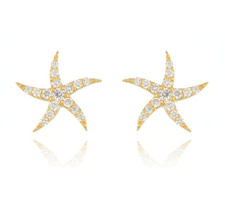 18ct Yellow Gold 0.18ct Diamond Starfish Stud Earrings