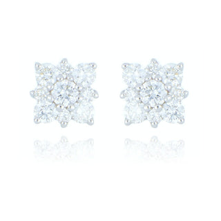 9ct White Gold 0.51ct Diamond Cluster Stud Earrings