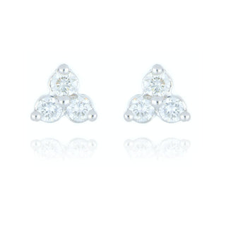 9ct White Gold 0.25ct Diamond Trefoil Stud Earrings