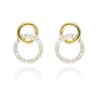 9ct Yellow Gold Diamond Interlocked Circles Stud Earrings