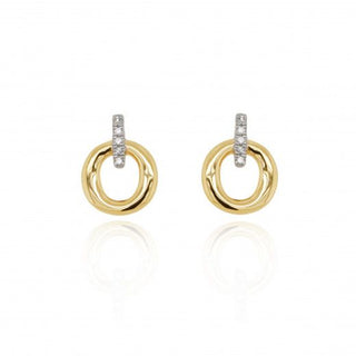 9ct Yellow Gold Diamond Set Circle Stud Earrings