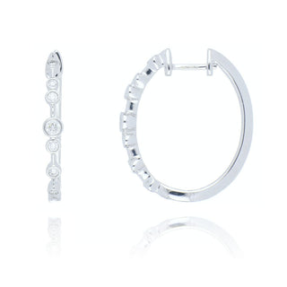 18ct White Gold 0.24ct Diamond Scatter Line Hoop Earrings