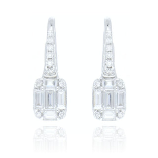 18ct White Gold 0.50ct Diamond Cluster Drop Hoop Earrings