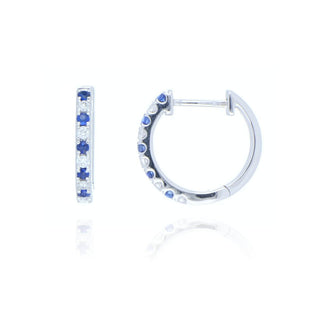 9ct White Gold Sapphire And Diamond Hinged Hoop Earrings