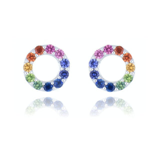 18ct White Gold 0.37ct Rainbow Sapphire Stud Earrings
