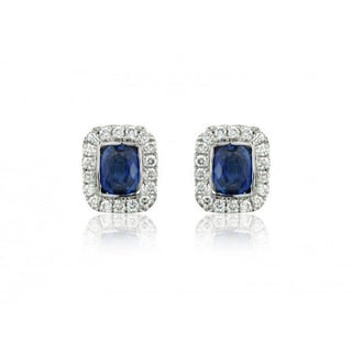 18ct White Gold 0.54ct Sapphire And Diamond Cluster Stud Earrings