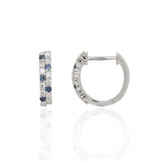 9ct White Gold 0.15ct Sapphire And Diamond Hoop Earrings