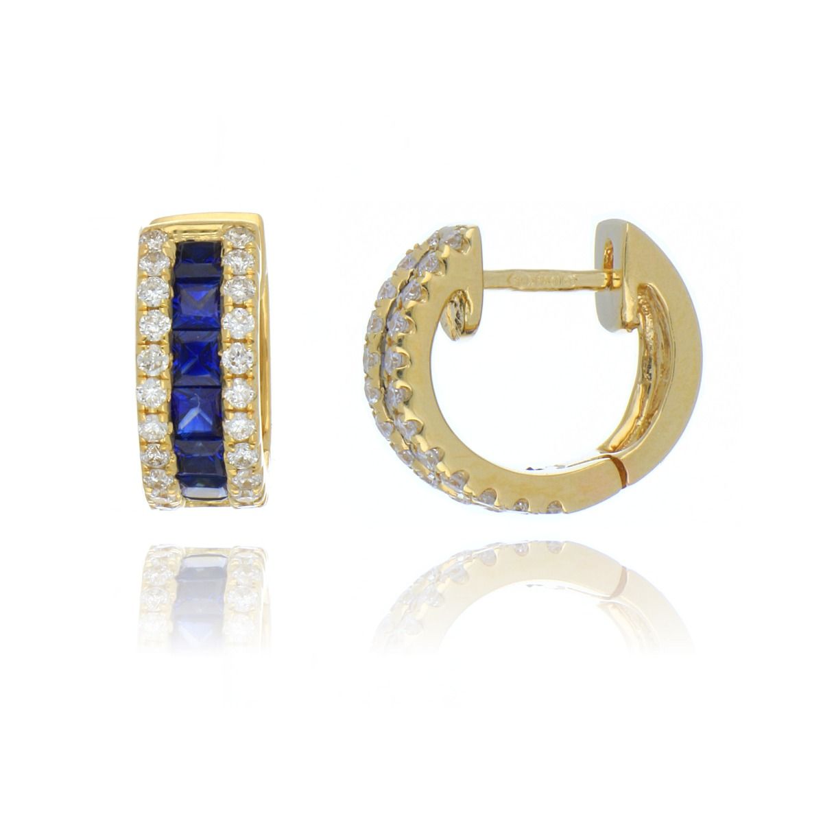 Diamond sapphire online hoop earrings