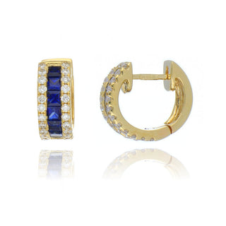 18ct Yellow Gold 0.76ct Sapphire And Diamond Hinged Hoop Earrings